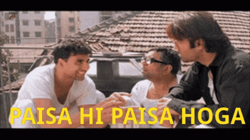 Three Men Sitting On Balcony Paisa Hi Paisa Hoga GIF
