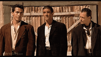 Three Men Standing By Wooden Fence Movieclips.com GIF
