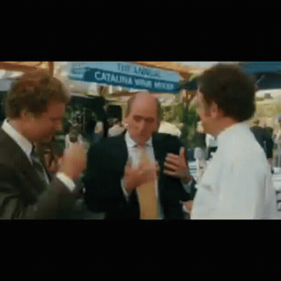 Three Men Standing In Front Of Sign Saying Annual Catalina Wine Mixer GIF