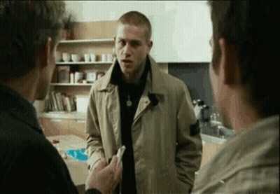 Three Men Standing In Kitchen Talking GIF