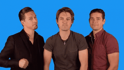 Three Men Standing Next To Each Other GIF