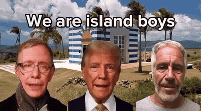 Three Men Standing Next To Each Other Saying We Are Island Boys GIF