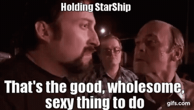 Three Men Standing One Holding Starship GIF