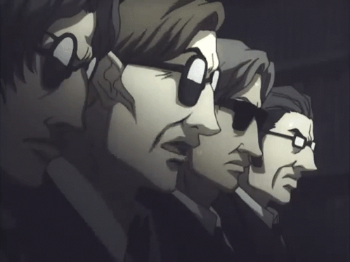 Three Men Wearing Sunglasses Are Standing Next To Each Other With The Caption We Did Both GIF