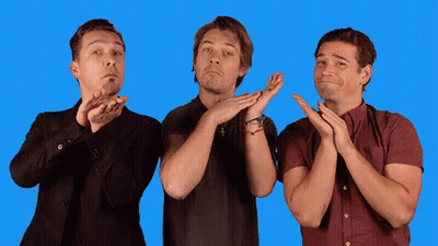 Three Men With Hands On Faces GIF