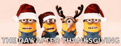 Three Minions Santa Hats Day After Thanksgiving GIF