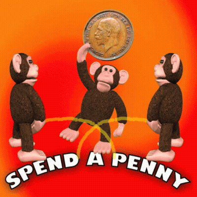 Three Monkeys Playing With Coin GIF