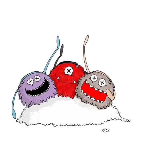 Three Monsters Giving High Five Sticker