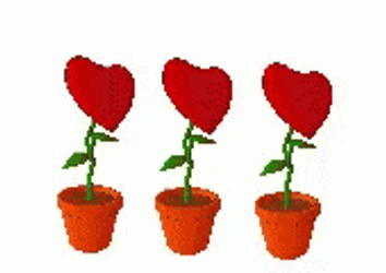 Three Moving Heart Flowers GIF