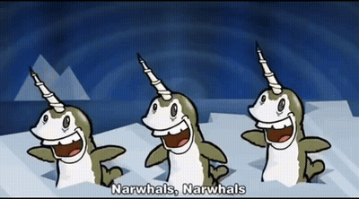 Three Narwhals Singing GIF