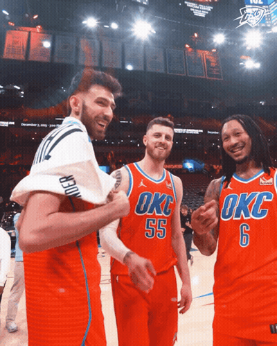 Three OKC Basketball Players Posing GIF