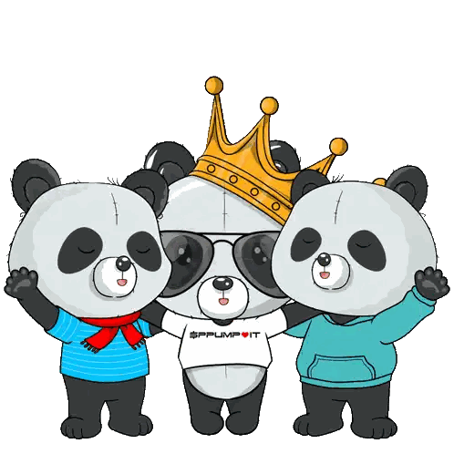 Three Pandas Standing Next To Each Other Sticker