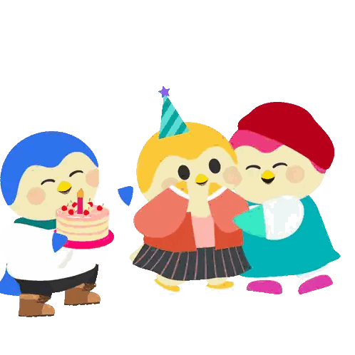 Three Penguins Blowing Out Candles Sticker