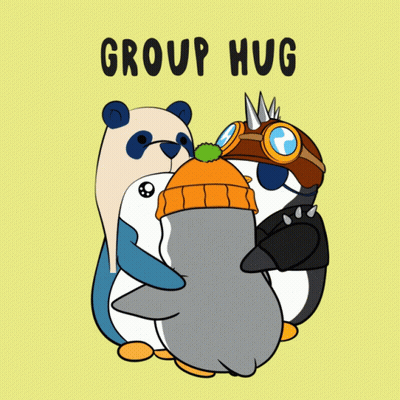 Three Penguins Group Hug GIF
