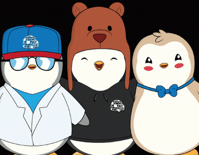 Three Penguins In Different Outfits GIF