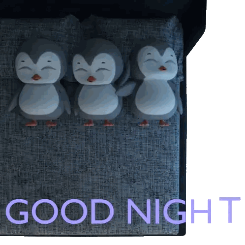 Three Penguins Laying In Bed Good Night Sticker