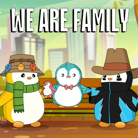 Three Penguins We Are Family GIF