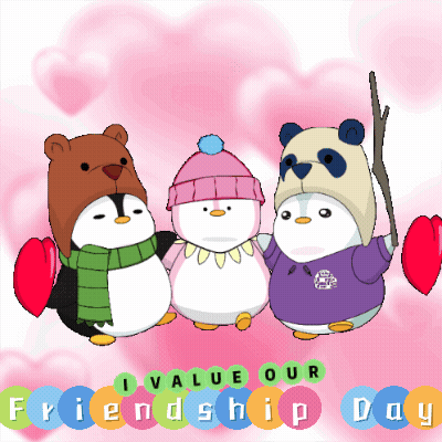 Three Penguins Wearing Hats Friendship Day GIF