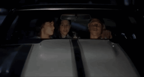 Three People In A Car With The Words " It 'D Be A Lot Cooler If You Did " Below Them GIF