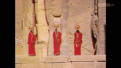Three People In Red Robes With Asiantoto HD GIF