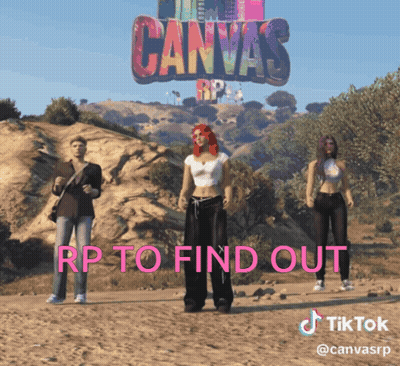 Three People Standing In Front Of Canvas RP Sign GIF