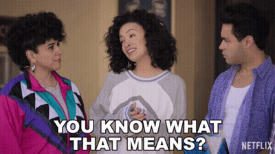 Three People Standing Together Saying You Know What That Means GIF