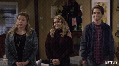 Three People Standing With Netflix GIF