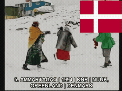 Three People Walking in Snow 5 Ammartagaq 1994 KNR Nuuk Greenland Denmark