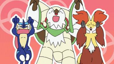 Three Pokemon With Arms In The Air GIF