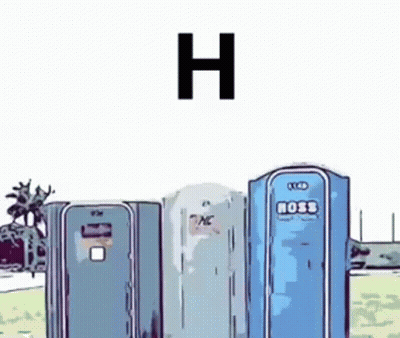 Three Portable Toilets With Letter H GIF