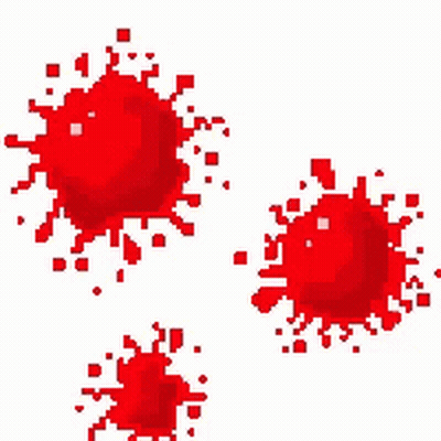 Three Red Blood Splashes Pixel Art GIF