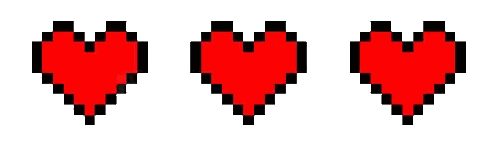 Three Red Hearts Made Of Black Squares Sticker