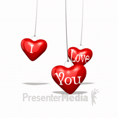 Three Red Hearts Saying I Love You