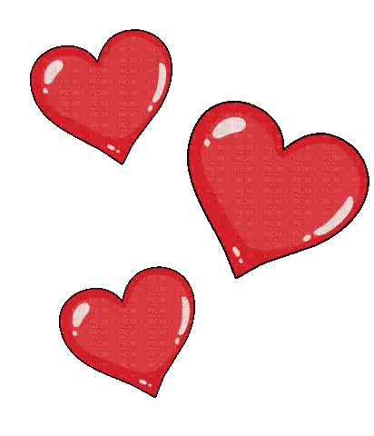 Three Red Hearts With Picmix Text Sticker