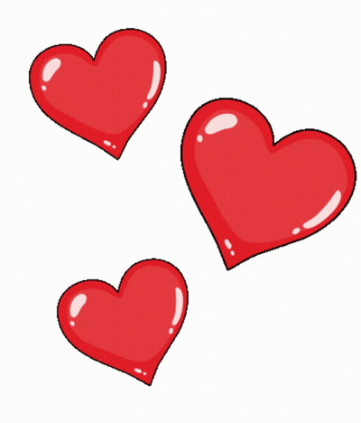 Three Red Hearts With White Outlines GIF