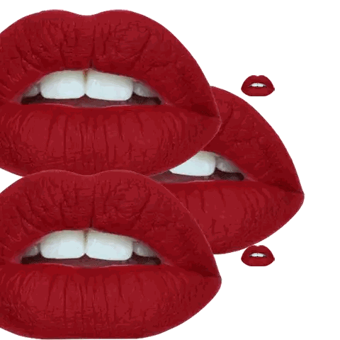 Three Red Lips With White Teeth Sticker