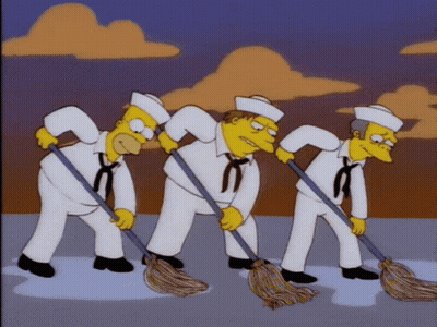 Three Sailors Mopping Ground GIF