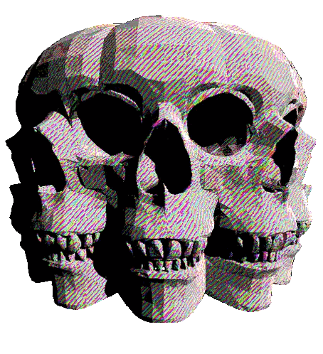 Three Skulls Are Stacked On Top Of Each Other With A White Background Sticker