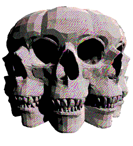Three Skulls Are Stacked On Top Of Each Other With A White Background Sticker