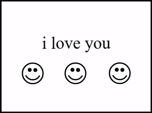 Three Smiley Faces Are On A White Background With The Words I Love You GIF