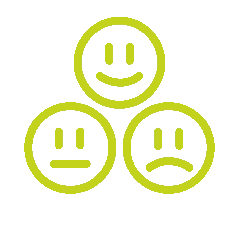 Three Smiley Faces In Green Circles With A Sad One In The Middle Sticker