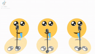 Three Smiley Faces Singing Into Microphones TikTok GIF
