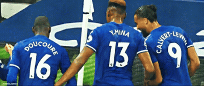 Three Soccer Players Blue Jerseys 16 13 9 GIF