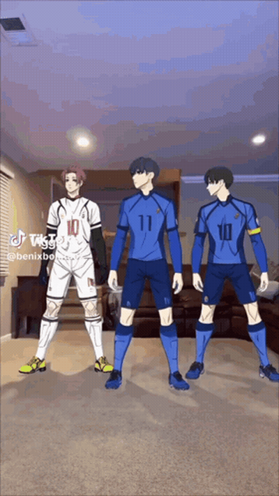 Three Soccer Players In Living Room With Number 11 Jersey GIF