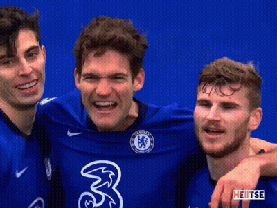 Three Soccer Players Posing GIF