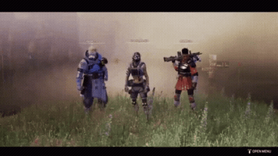 Three Soldiers Standing In Smoke Field GIF