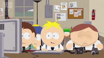 Three South Park Characters Looking At Computer Screen GIF
