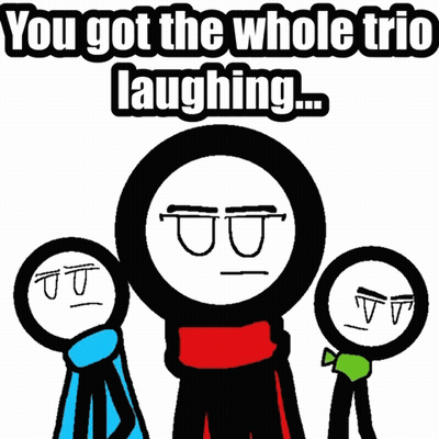 Three Stick Figures You Got The Whole Trio Laughing GIF