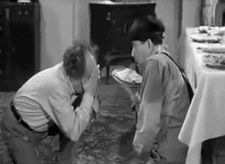 Three Stooges Larry Pie Face GIF