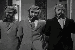 Three Stooges Salute Cap Mask GIF